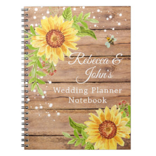 Notitieboek van de Rustic Yellow Sunflower Wedding
