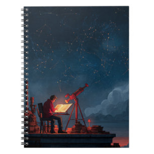 Notitieboek van Stargazer op het dak van het sterr