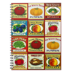 Notitieboek Vintage Retro Blikjes Fruit Groente La