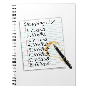 NOTITIEBOEK, VODKA BOODSCHAPLIJST NOTITIEBOEK