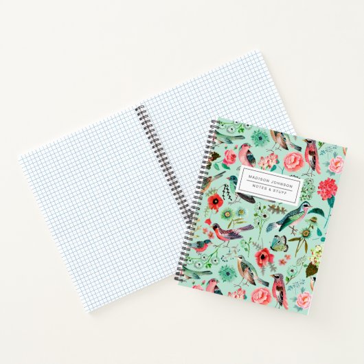 Notitieboek voor vogel- en bloemmint-groene all-ov (Binnen)