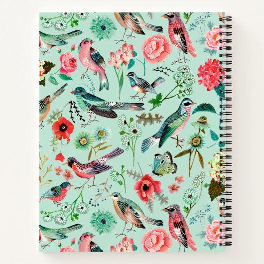 Notitieboek voor vogel- en bloemmint-groene all-ov (Achterkant)