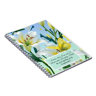 Notitieboek Witte Lelie Geel Vlinder Inspirerend