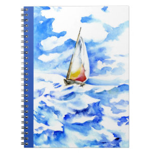 Notitieboek - Zeilboot op de Waterverf Waves