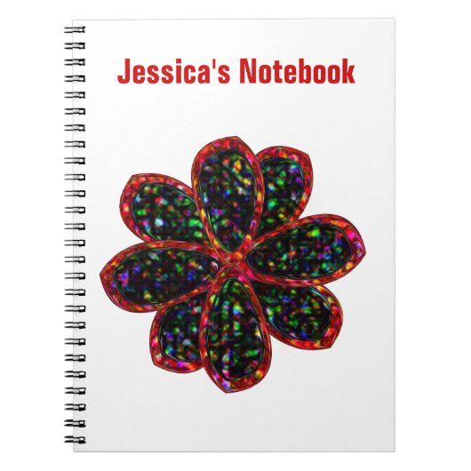  Notitieboek zwart-wit en rood glitter (Voorkant)