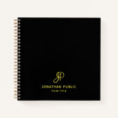 Notitieboeken Gold Script Monogram Initiaal Busine (Voorkant)