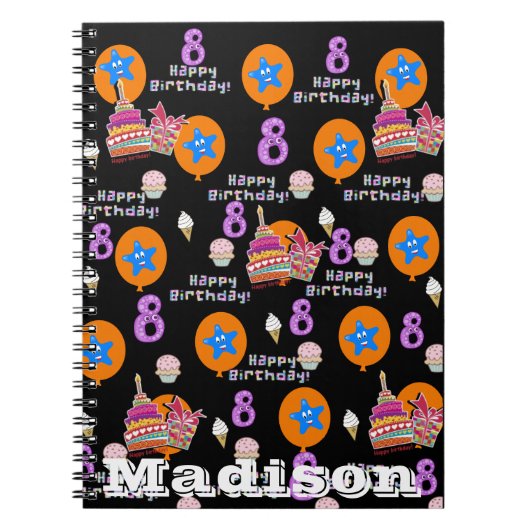 Notitieboekje, #8 Gelukkige 8e verjaardag notities Notitieboek (Voorkant)
