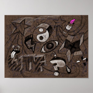 Notitieboekje Cover Geïnspireerde Doodle - Grunge Poster