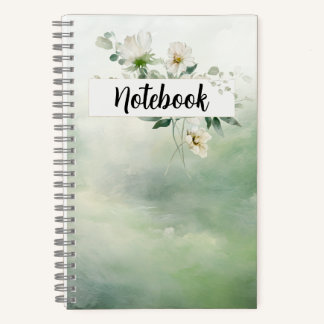 Notitieboekje-Groen Bloemmotief Notitieboek