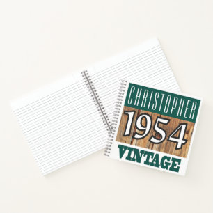 Notitieboekje met jaar 1954 Vintage naam Notitieboek