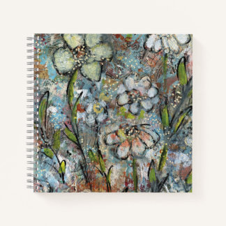 Notitieboekje met mixed media bloemschilderkunst notitieboek