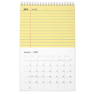 Notitieboekpapier Geel Gelinieerde Notitiesectie Kalender