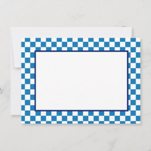 Notitiekaart-Blauw en Wit Geruit Notitiekaartje