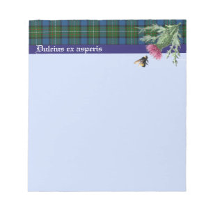 notitiepad met Ferguson Clan Motto. Bijen en Thist Notitieblok