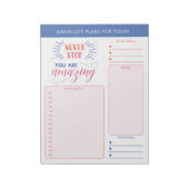 Notities voor dagelijkse plannerdoelstellingen en  notitieblok (Gedraaid)