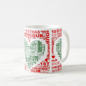 Notre 1er Noël Rouge Vert Coeur Café Mug (Devant droit)