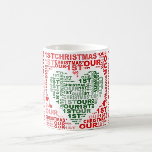 Notre 1er Noël Rouge Vert Coeur Café Mug (Centre)