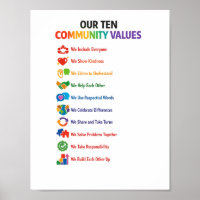 Notre affiche des dix valeurs communautaires 8.5x1