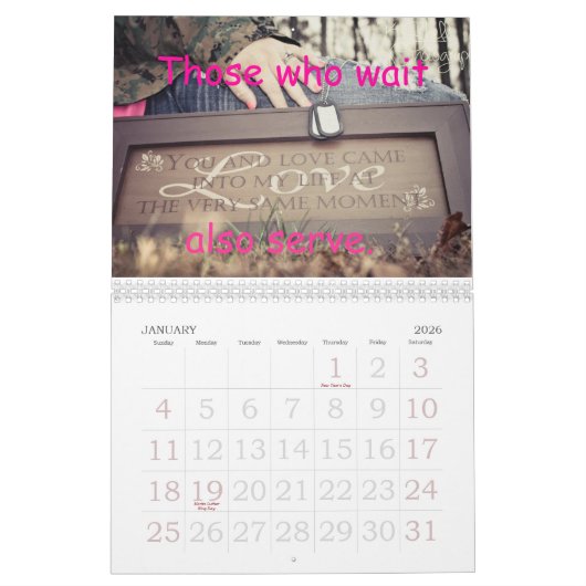 Notre amour est calendrier fort militaire (Jan 2026)