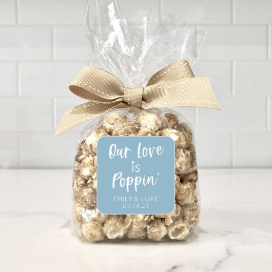 Notre Amour est Poppin' Wedding Favor Sticker Carr