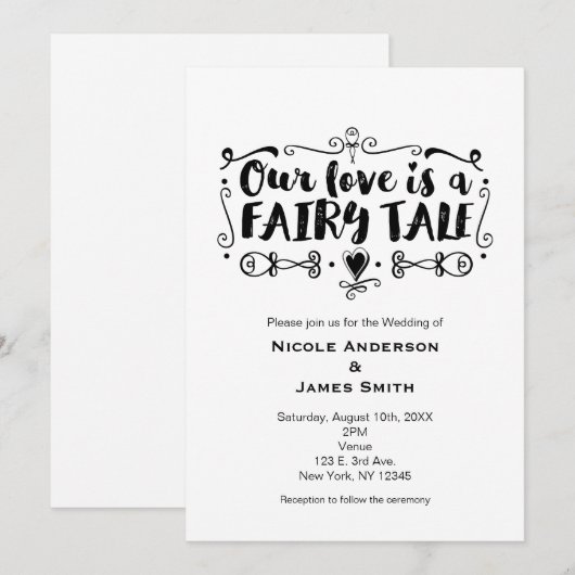 NOTRE AMOUR EST UN CONTE DE FÉE Invitation de mari (Devant / Derrière)