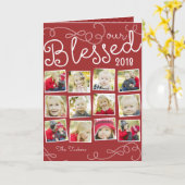 Notre année bénie Carte photo de Noël Collage Roug (Fleur jaune)