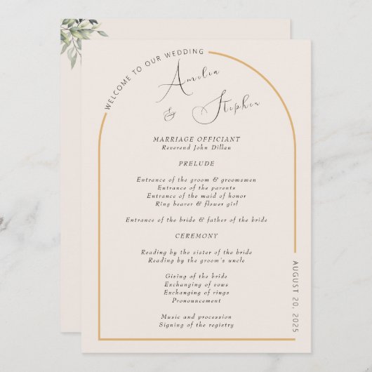 Notre Arc moderne avec le programme de mariage rée (Devant / Derrière)