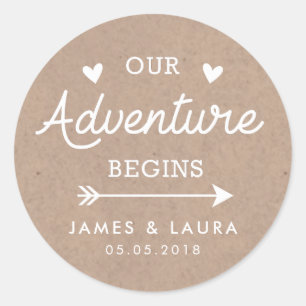 Notre aventure commence kraft mariage autocollant