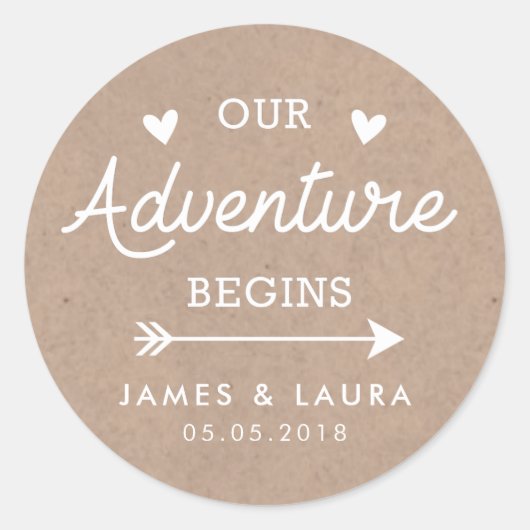 Notre aventure commence kraft mariage autocollant (Devant)