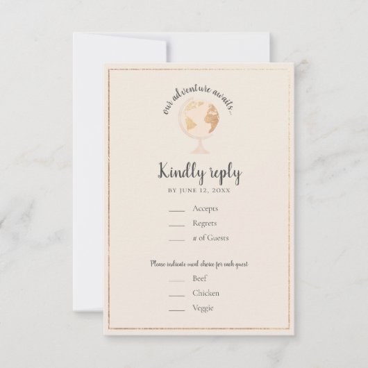 Notre Aventure World Globe Carte Mariage à thème V (Devant)