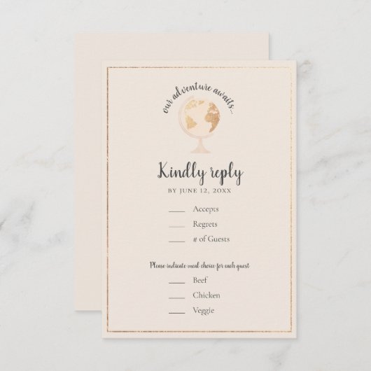 Notre Aventure World Globe Carte Mariage à thème V (Devant / Derrière)