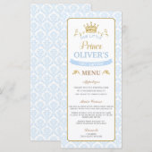 Notre Baby shower Bleu Petit Prince Menu Anniversa (Devant / Derrière)