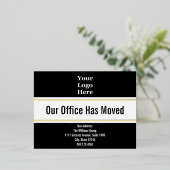 Notre Bureau A Déplacé Black White Gold Carte Post (Debout devant)