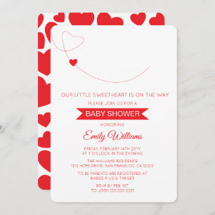 Notre carte de Baby shower des Coeurs rouges