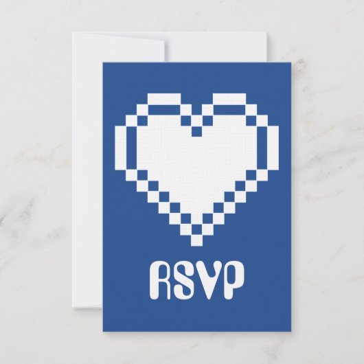 Notre carte de réponse 'Nos cœurs 8 bits en bleu' (Devant)