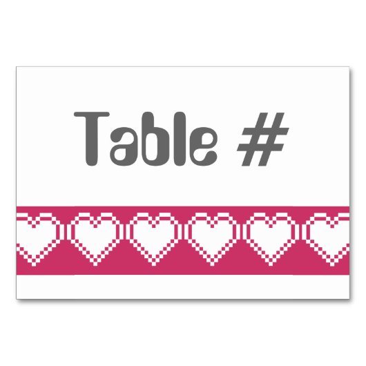 Notre carte de table 8 bits en framboise (Devant)