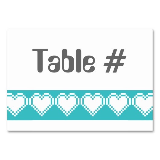 Notre carte de table 8 bits en turquoise (Devant)