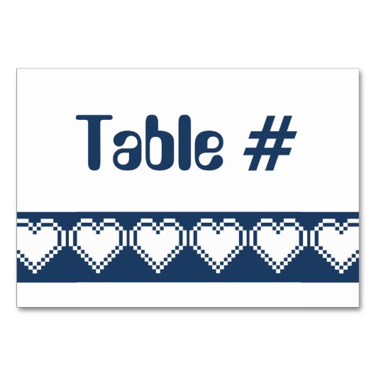 Notre carte de table Coeurs 8 bits en Marine (Devant)