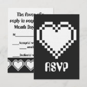 Notre carte RSVP 8 bits en noir (Devant / Derrière)