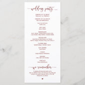 Notre Cérémonie de Mariage, Programme Élégant Bour (Dos)