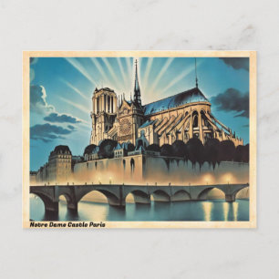 Notre Dame Castle Paris Vintage Reizen Briefkaart