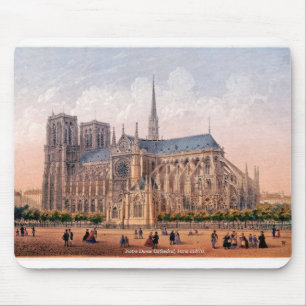 Notre Dame Cathedral 1870 print, Parijs Frankrijk Muismat