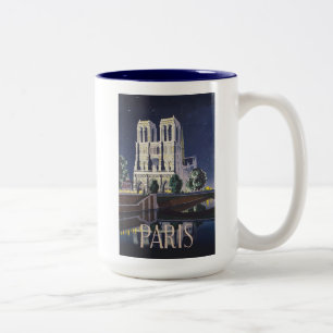 Notre Dame Cathedral Parijs Frankrijk Vintage Tweekleurige Koffiemok