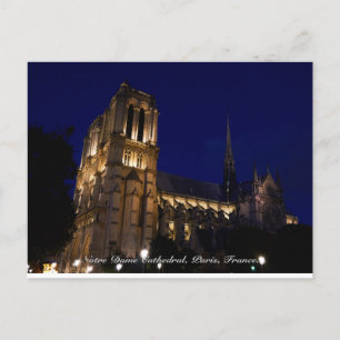 Notre Dame Cathedral 's nachts, Parijs, Frankrijk Briefkaart