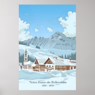 Notre Dame de Bellecombe Skigebied Reisposter Poster