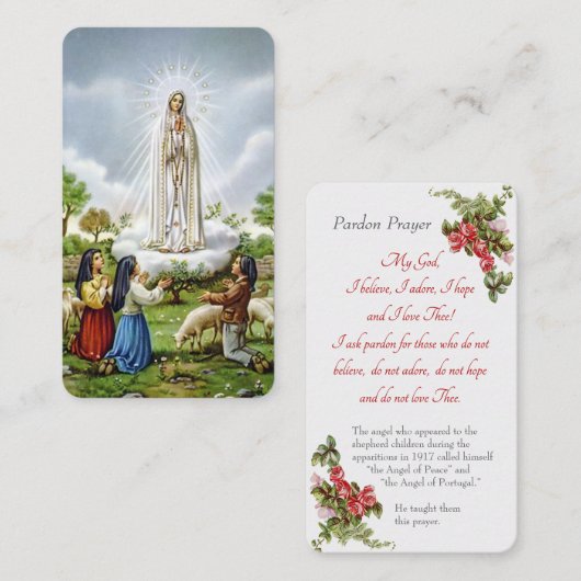 Notre-Dame de Fatima - Carte de "prière de pardon" (Devant / Derrière)