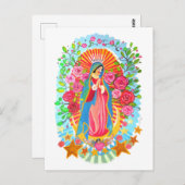 Notre-Dame de Guadalupe Carte Postale Blanche Simp (Devant / Derrière)