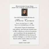 Notre-Dame de Guadalupe Espagne funérailles prière (Dos)