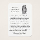 Notre-Dame de Guadalupe Prière Carte Sainte (Dos)