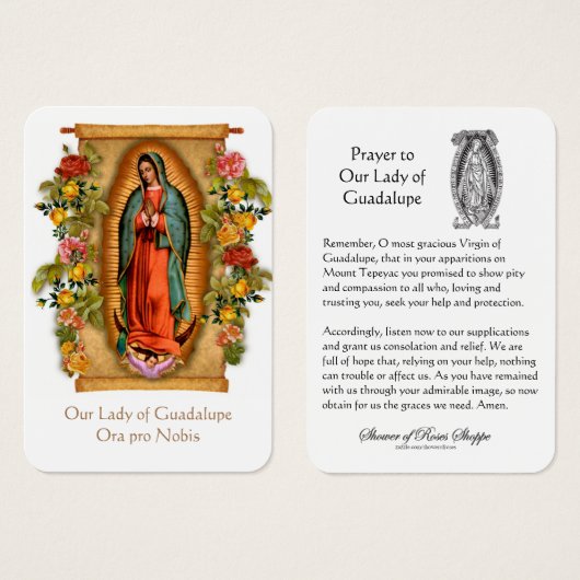 Notre-Dame de Guadalupe Vierge Marie Prière Carte  (Devant & derrière)